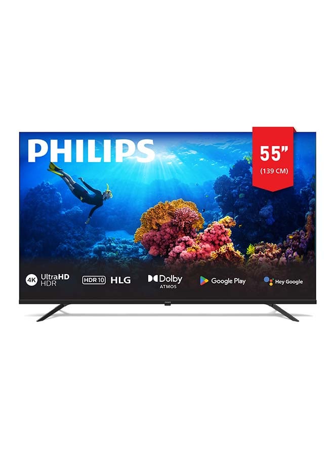 Philips 55 Inch 4K Ultra HD Smart Google TV with Hands-Free Voice Control Dolby Vision Atmos HDR10 with built-in Google Assistant (2025 Model) 55PUT7110/56 - Black 55PUT7110 Black - Image 1