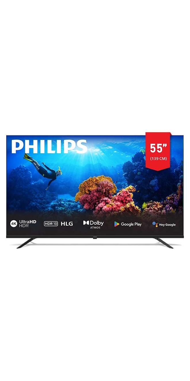 فيليبس تلفاز جوجل الذكي 55 بوصة 4K Ultra HD مع التحكم الصوتي بدون استخدام اليدين Dolby Vision Atmos HDR10 مع مساعد جوجل المدمج (طراز 2025) 55PUT7110/56 - أسود - Image 1