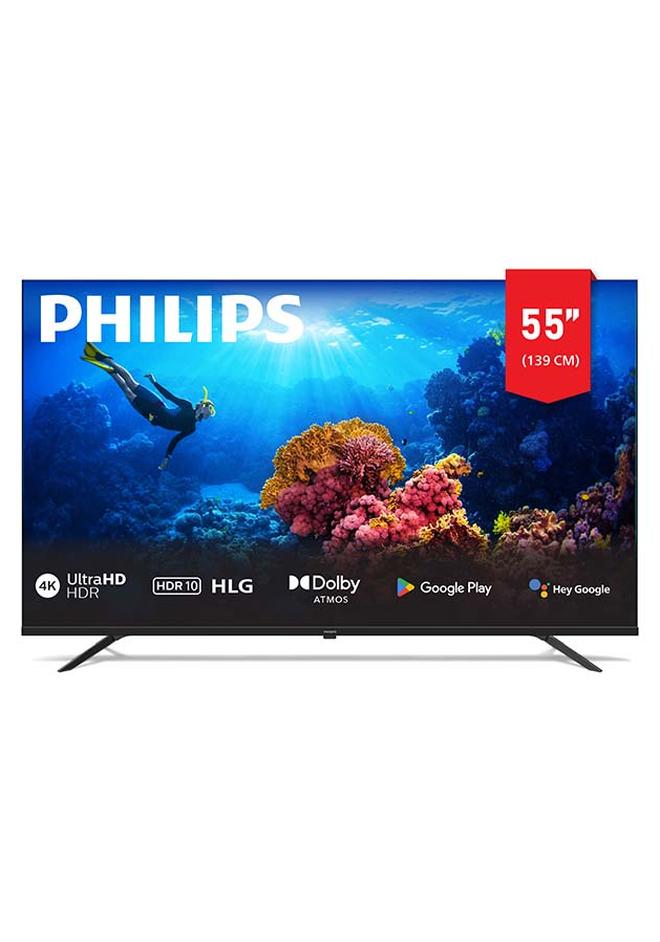 فيليبس تلفاز جوجل الذكي 55 بوصة 4K Ultra HD مع التحكم الصوتي بدون استخدام اليدين Dolby Vision Atmos HDR10 مع مساعد جوجل المدمج (طراز 2025) 55PUT7110/56 - أسود - Image 1