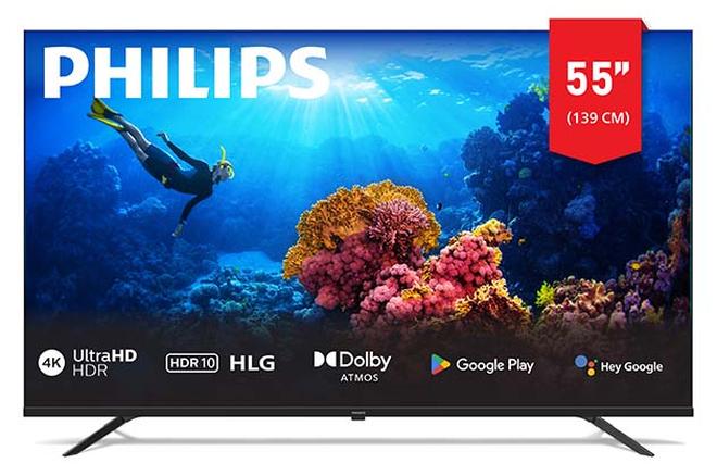 Philips 55 Inch 4K Ultra HD Smart Google TV with Hands-Free Voice Control Dolby Vision Atmos HDR10 with built-in Google Assistant (2025 Model) 55PUT7110/56 - Black 55PUT7110 Black - Image 1