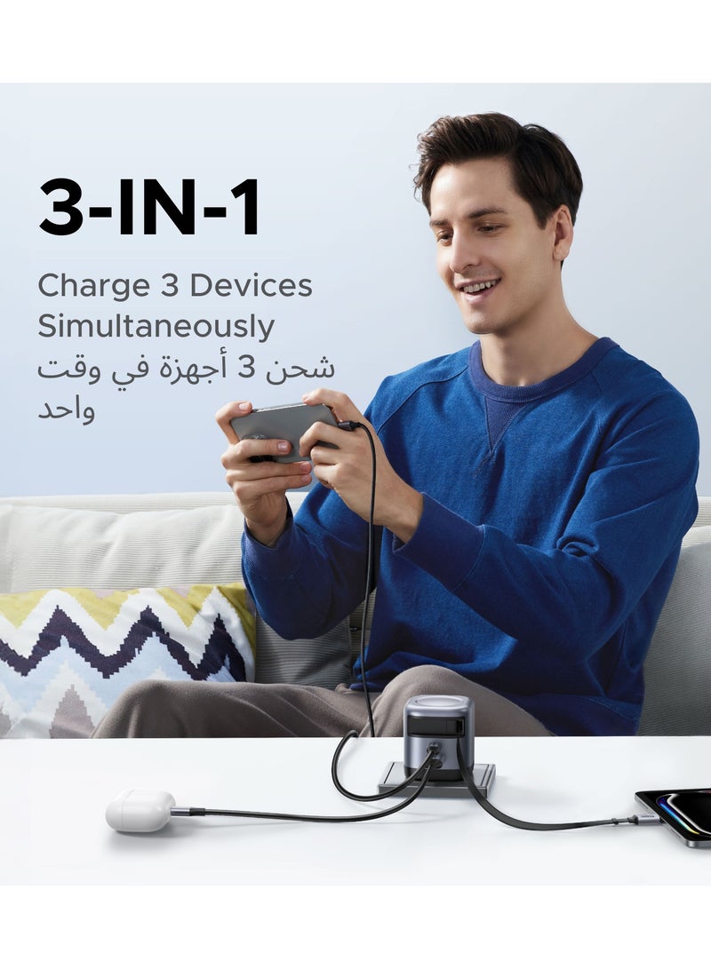Nexode 45W Charger Samsung Type C Retractable With 0.69M 2C1A USB C Cable iPhone Fast and Safe Charging Cord High Temperature Protection Easy to Store and Keep Desk Tidy Perfect Partner for Outdoors grey