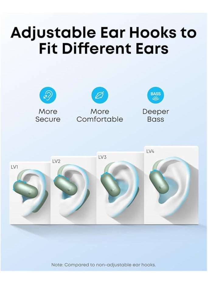 Soundcore AeroFit 2 by Anker, Open-Ear Headphones, Adjustable Ear Hooks, Snug Fit, Rich Bass, Hi-Res, 42H Playtime, Bluetooth 5.4, IP55, AI Clear Calls, Wireless Charging,Translation Earbuds Real Time Green  - Image 3