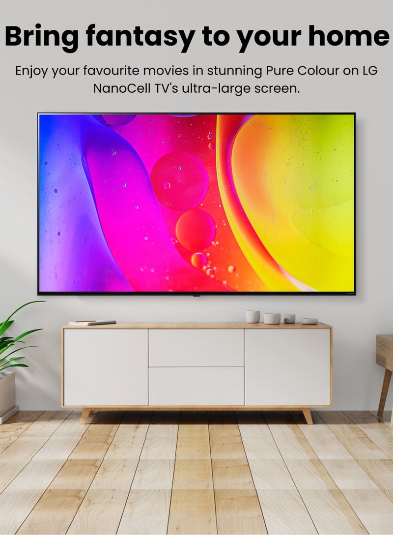 LG - 65-Inch NanoCell 4K Smart TV (NANO80), webOS 22, α5 Gen5 AI Processor 4K, Active HDR10 Pro, AI Sound Pro, ThinQ AI, HGiG, ALLM, 60Hz, Magic Remote – 2022 Model 65NANO80SQA Black - Image 1