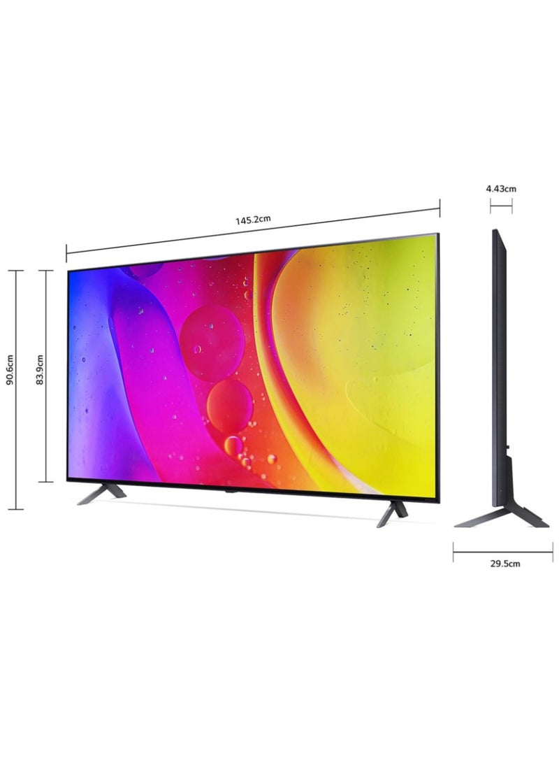 LG - 65-Inch NanoCell 4K Smart TV (NANO80), webOS 22, α5 Gen5 AI Processor 4K, Active HDR10 Pro, AI Sound Pro, ThinQ AI, HGiG, ALLM, 60Hz, Magic Remote – 2022 Model 65NANO80SQA Black - Image 1