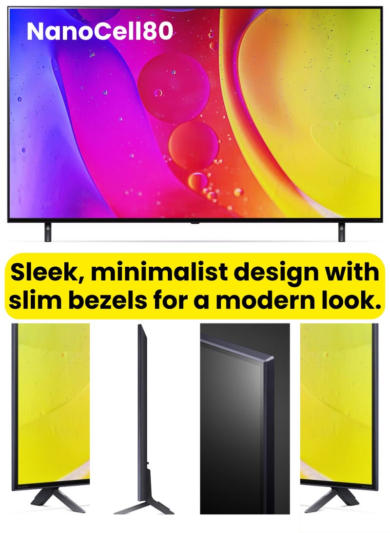 LG - 65-Inch NanoCell 4K Smart TV (NANO80), webOS 22, α5 Gen5 AI Processor 4K, Active HDR10 Pro, AI Sound Pro, ThinQ AI, HGiG, ALLM, 60Hz, Magic Remote – 2022 Model 65NANO80SQA Black - Image 1