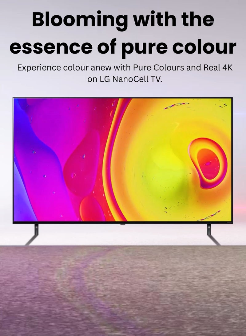 LG - 65-Inch NanoCell 4K Smart TV (NANO80), webOS 22, α5 Gen5 AI Processor 4K, Active HDR10 Pro, AI Sound Pro, ThinQ AI, HGiG, ALLM, 60Hz, Magic Remote – 2022 Model 65NANO80SQA Black - Image 1