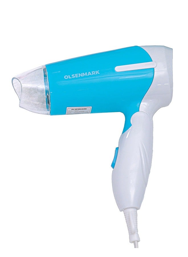 Olsenmark Hair Dryer 850W With 2 Speed Control, Foldable Handle, Over Heat Protection OMH4101 Sky Blue/White  - Image 1