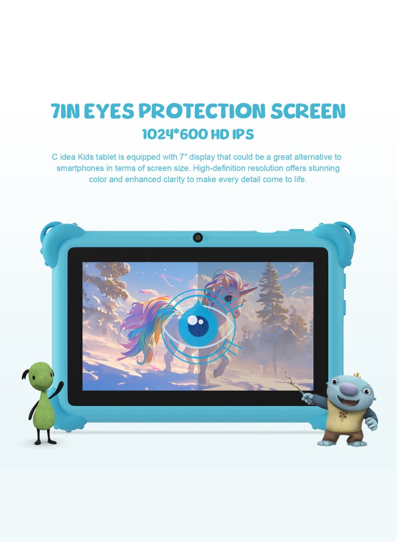 C idea 7 inch Kids Tablet Android System Expandable 512GB 600*1024 IPS For Boy Girl Education Blue  - Image 3