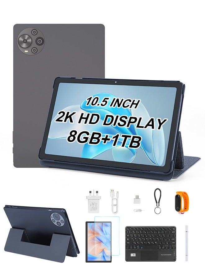 C idea C Idea 10.5 Inch Tablet, 5G LTE Android 14 Tablet Pc, 2K Screen Educational Tablet For Students with keyboard and Mouse CM10500 Plus Grey  - Image 1