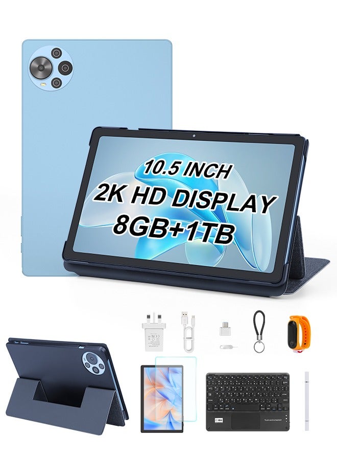 C idea C Idea Tablet 10.5 Inch , WIFI Android Tablet Pc with SIM, 2K Screen Educational Tablet with keyboard and Mouse CM10500 Plus Blue  - Image 1