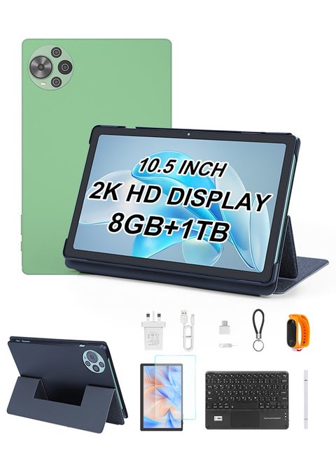 C Idea Tablet 10.5 Inch , WIFI Android Tablet Pc with SIM, 2K Screen Educational Tablet with keyboard and Mouse CM10500 Plus green