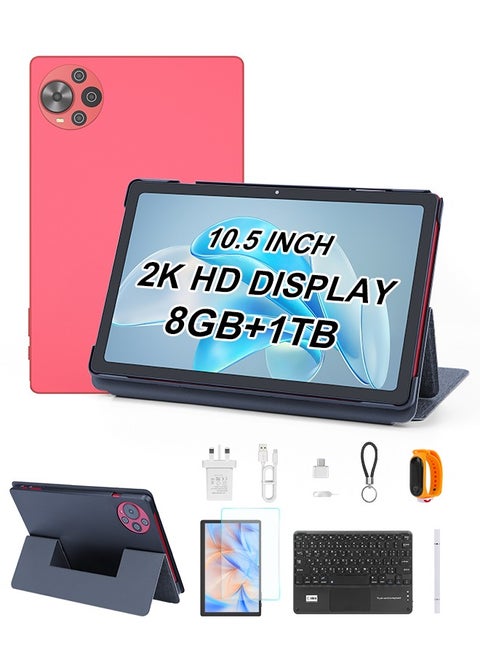 C Idea Tablet 10.5 Inch , WIFI Android Tablet Pc with SIM, 2K Screen Educational Tablet with keyboard and Mouse CM10500 Plus red