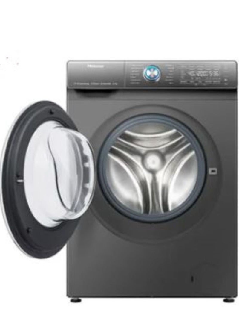 هايسنس 12 Kg Front Load Washing Machine, Inverter Motor, Smart WiFi, 1400 RPM, Touch Control WF3S-1243BT Titanium Grey  - Image 1