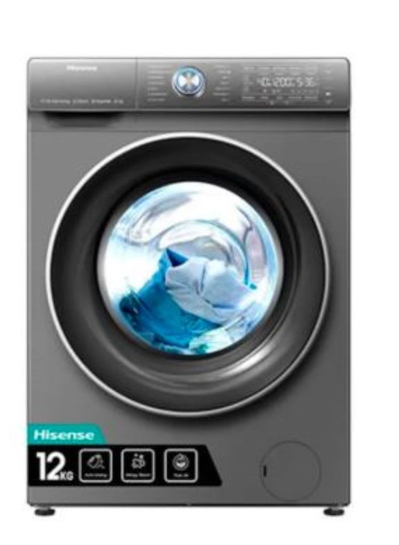 هايسنس 12 Kg Front Load Washing Machine, Inverter Motor, Smart WiFi, 1400 RPM, Touch Control WF3S-1243BT Titanium Grey  - Image 2