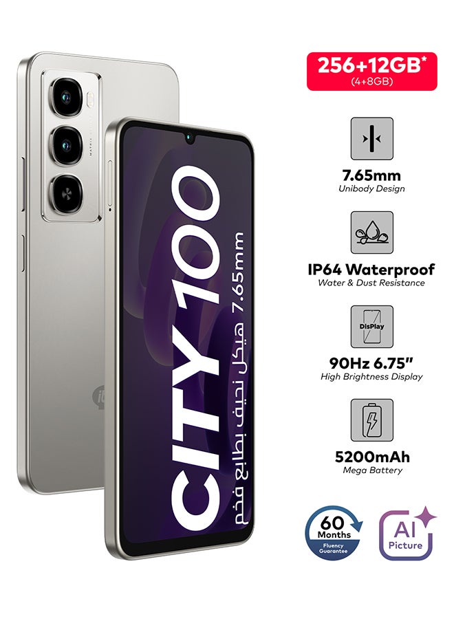 City 100 Dual SIM Pure Titanium 4+8GB RAM 256 GB 4G Middle East Version