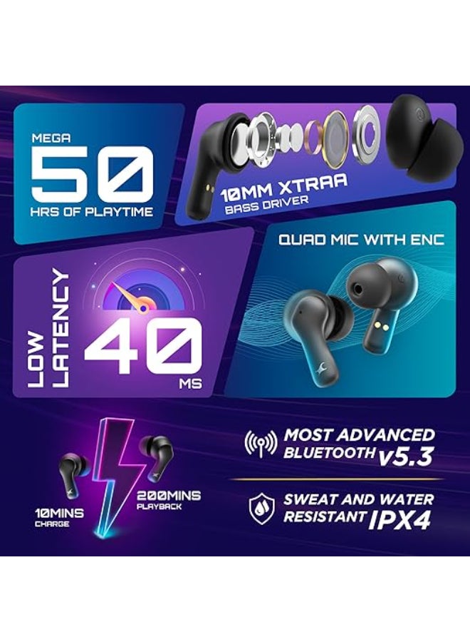 fastrack Renewed - Fpods FZ100 TWS in-Ear Earbuds - Black  - Image 2