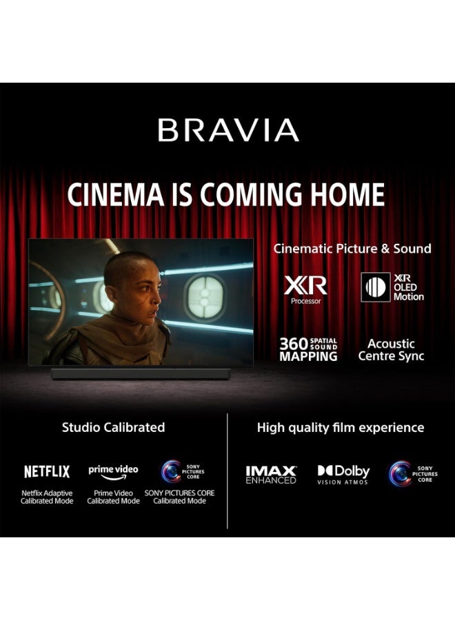 55 Inch BRAVIA 8 OLED 4K HDR Google TV (2024 Model) with XR Triluminos Pro, Dolby Vision & Atmos, IMAX Enhanced, XR OLED Motion, HDMI 2.1, Acoustic Surface Audio+, Chromecast, AirPlay – Smart TV K-55XR80 Black