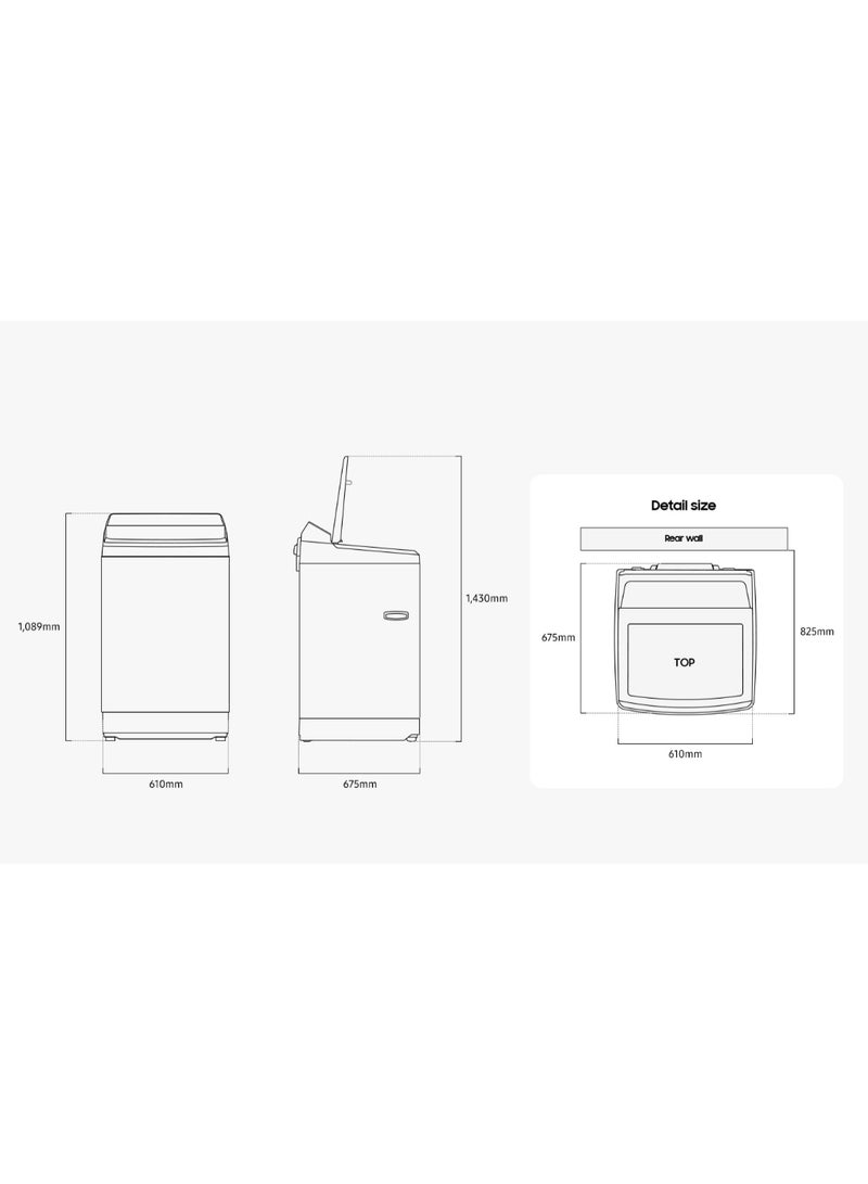 سامسونج 10 Kg  Top Load Washing Machine with 700 Rpm and Durable Design - WA80F10S5BGU Black  - Image 2
