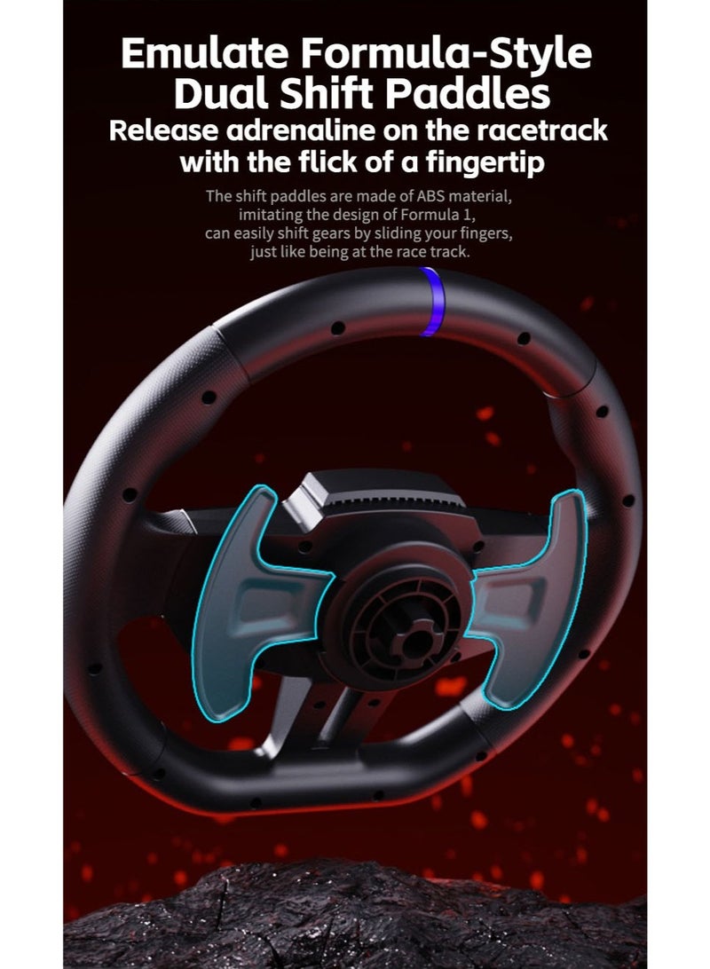 V9 GEN2 Racing Steering Wheel Bundle – 270° & 900° Dual-Mode Wheel, 3-Pedal Set (Hall Effect), 6+R Gear Shifter – Multi-Platform (PC/Xbox/PS4/Switch) – Dual Motor Vibration, Magnetic Encoder, RGB Lighting & Anti-Slip Base