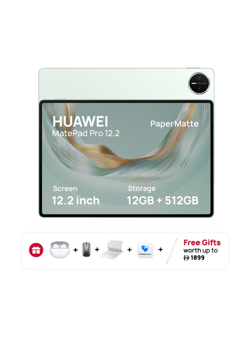 HUAWEI - MatePad Pro 12.2-Inch PaperMatte Tablet Green 12GB RAM 512GB WiFi Inbox with Keyboard+M-Pencil, Free Gifts, Noon Exclusive Extra 3 Months Warranty + Life time Free WPS Office Membership - Image 1