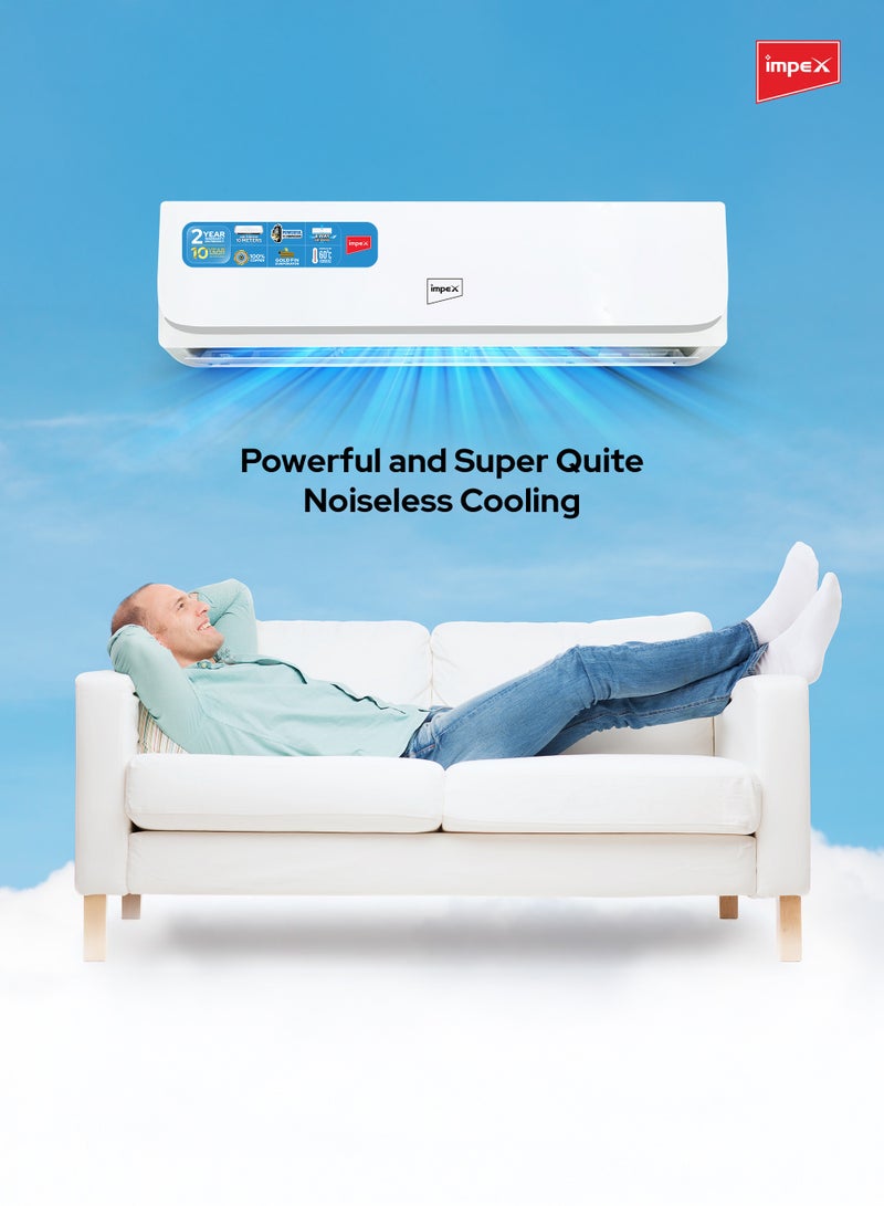 إمبكس 2 Ton Split Heating & Cooling Air Conditioner | 21000 BTU | 4D Air Flow | Turbo Cooling | 100% Copper Pipe | Hidden Display | R410A | T3 Compressor | Auto Restart | IM24S3MHSA IM24S3MHSA White  - Image 3