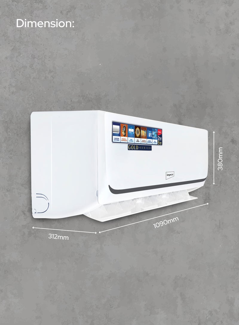 2 Ton Split Heating & Cooling Air Conditioner | 21000 BTU | 4D Air Flow | Turbo Cooling | 100% Copper Pipe | Hidden Display | R410A | T3 Compressor | Auto Restart | IM24S3MHSA IM24S3MHSA White