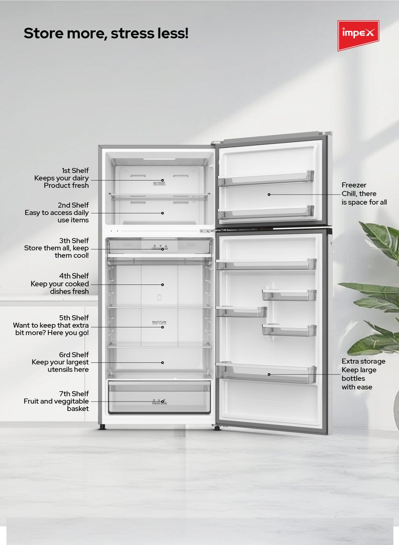 Double Door Inverter Refrigerator | 512L Capacity | Total No Frost | Digital Temp Control | Glass Shelves | Chiller Compartment | Fast Cooling | Inox Stainless Steel | IRF520SS 150 W IRF520SS Inox Stainless Steel