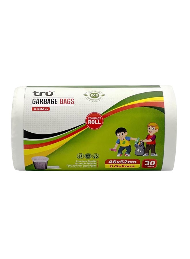 Tru Garbage Bags Roll White 46x52cm 6 Gallon X-Small (Small bins) - 30 Bags white  - Image 1