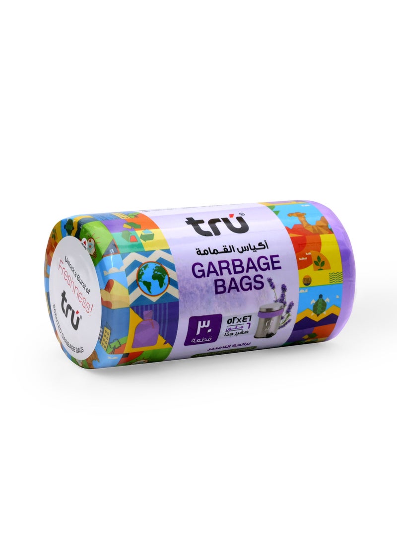 ترو Lavender Scented Garbage Bags Roll 46x52cm 6 Gallon 30pc purple  - Image 3