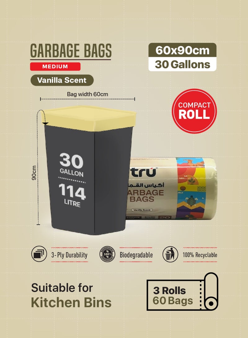 ترو Vanilla Scented Garbage Bags Compact Roll 60x90cm - Pack of 3 beige  - Image 4