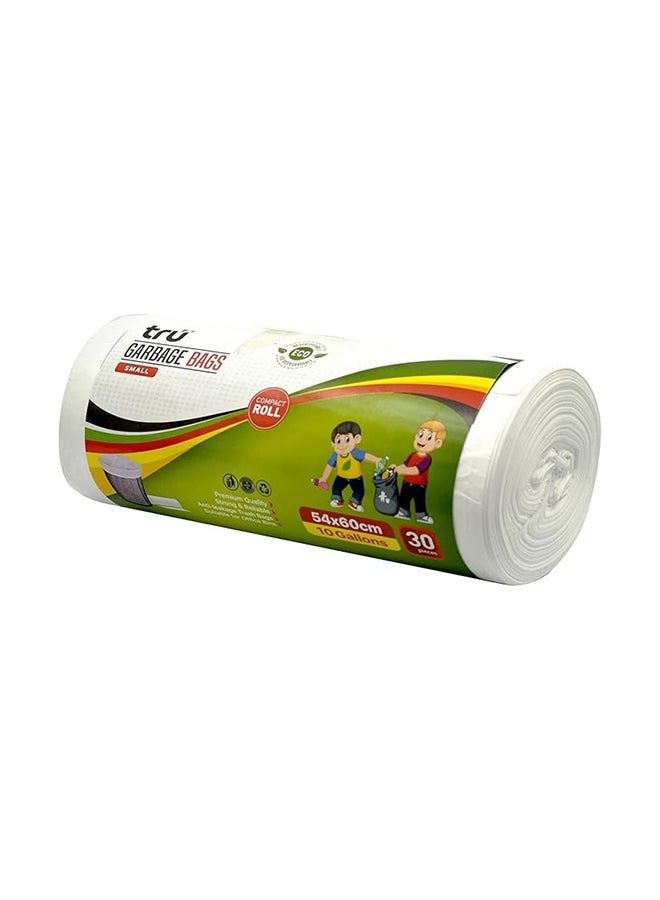 Tru Garbage Bags Roll White 54x60cm 10 Gallon Small (Office bins)- 30 Bags white  - Image 3