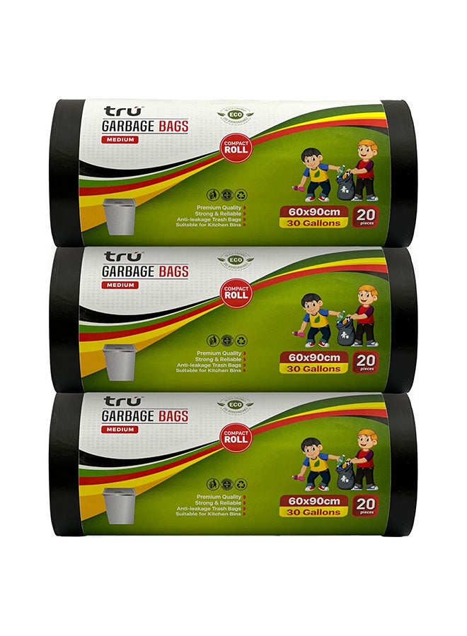 Tru Garbage Bags Compact Roll Black 60x90cm - Pack of 3 black  - Image 1