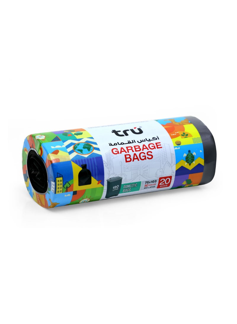 Tru Garbage Bags Compact Roll Black 75x103cm - Pack of 3 black  - Image 3