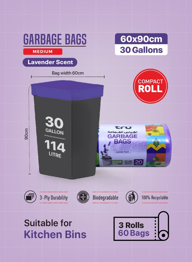ترو Lavender Scented Garbage Bags Compact Roll 60x90cm - Pack of 3 purple  - Image 4