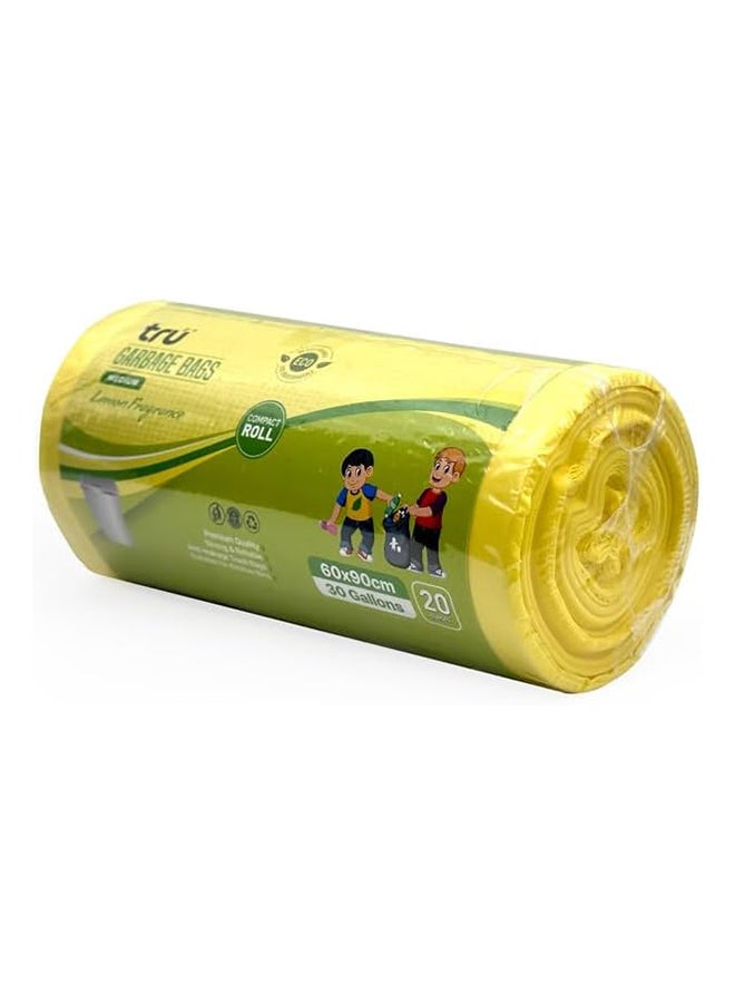 Tru Lemon Scented Garbage Bags Compact Roll 60x90cm - Pack of 3 yellow  - Image 3