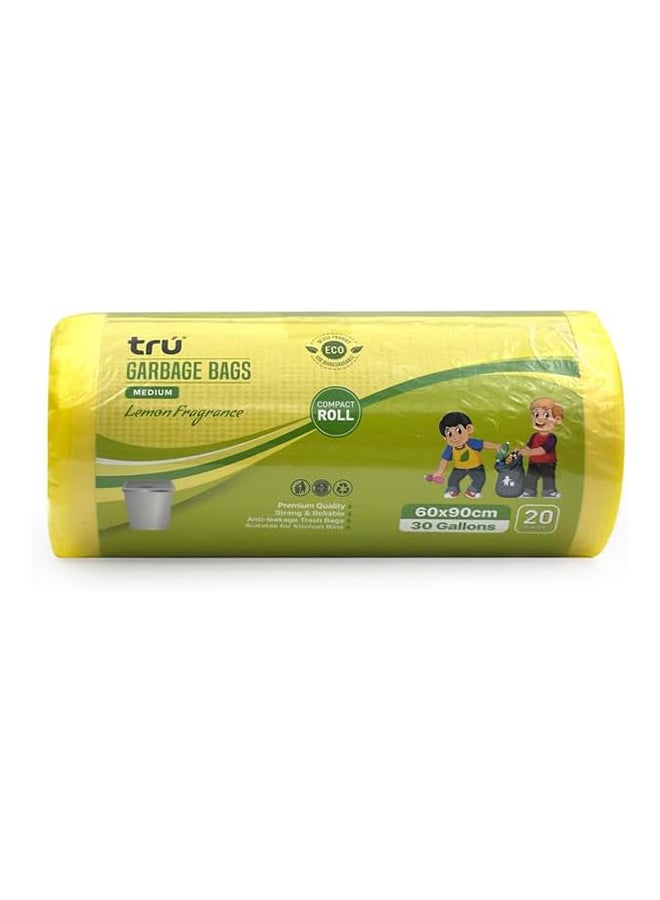 Tru Lemon Scented Garbage Bags Compact Roll 60x90cm - Pack of 3 yellow  - Image 2