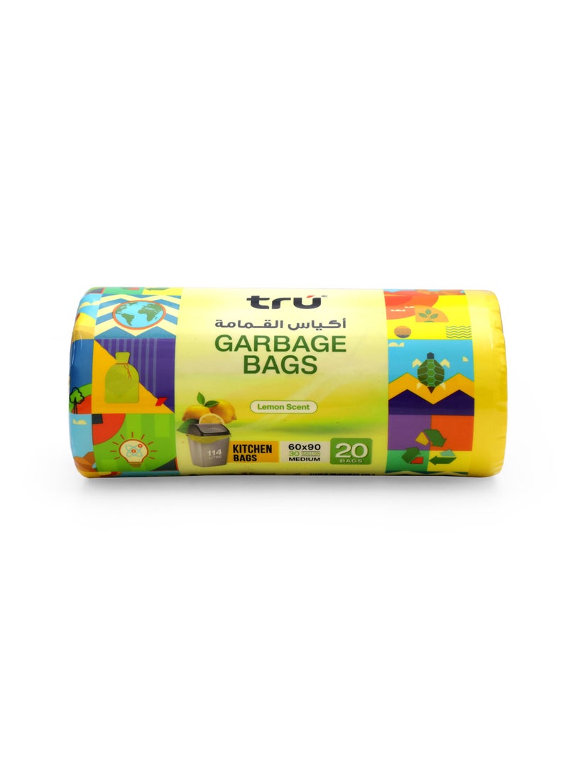 Tru Lemon Scented Garbage Bags Compact Roll 60x90cm - Pack of 3 yellow  - Image 2