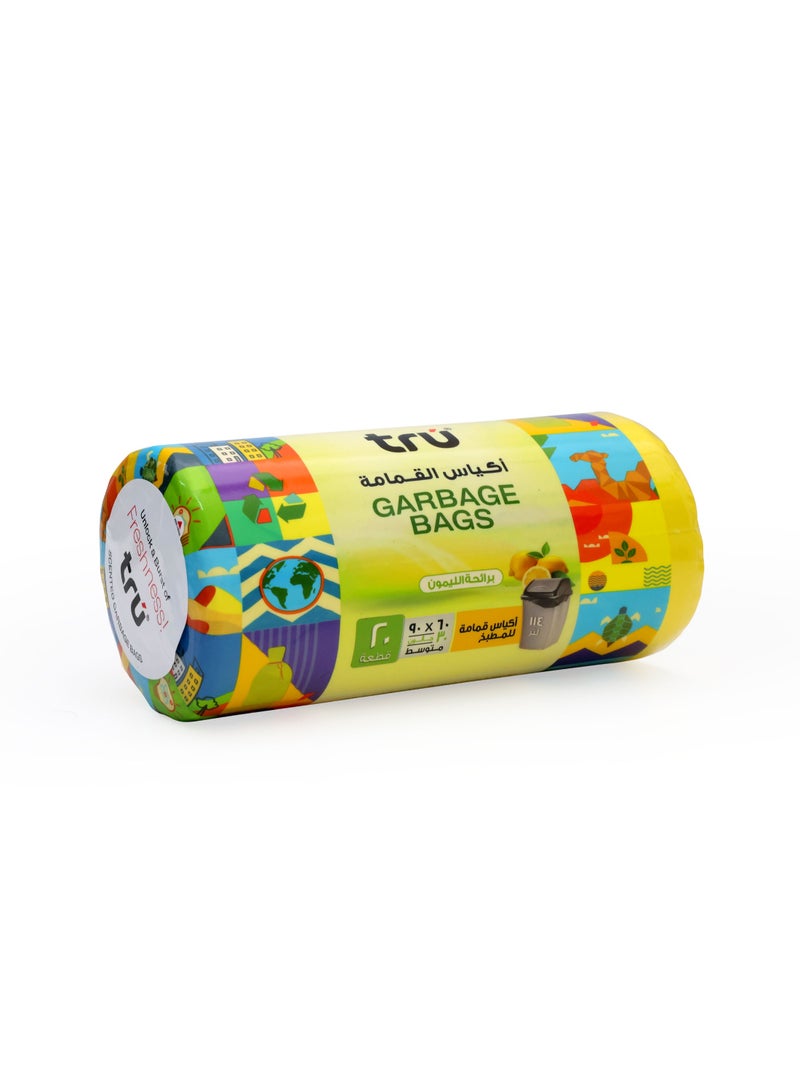 Tru Lemon Scented Garbage Bags Compact Roll 60x90cm - Pack of 3 yellow  - Image 3