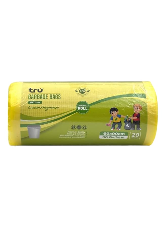 Tru Lemon Scented Garbage Bags Roll 60x90cm 30Gallon 20pc yellow  - Image 1