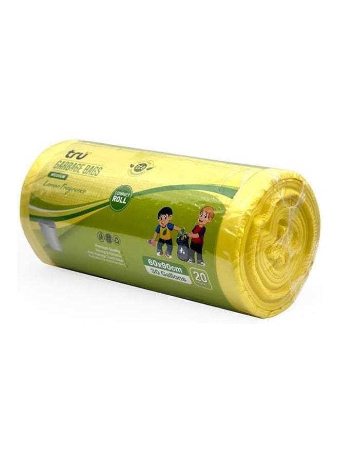 Tru Lemon Scented Garbage Bags Roll 60x90cm 30Gallon 20pc yellow  - Image 3
