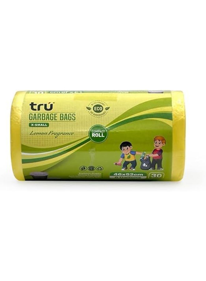 ترو Lemon Scented Garbage Bags Roll 46x52cm 6 Gallon 30pc yellow  - Image 1