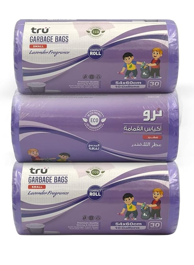 Tru Lavender Scented Garbage Bags Compact Roll 54x60cm - Pack of 3 purple  - Image 1