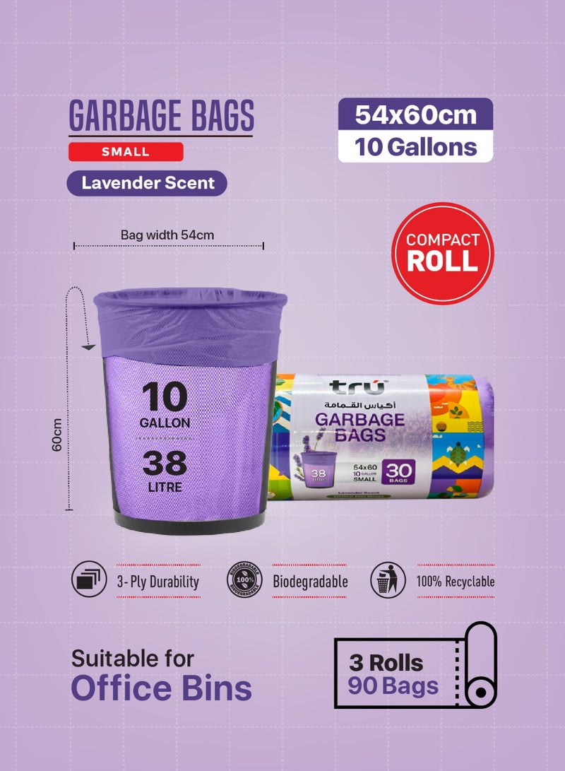 ترو عبوة من 3 - أكياس قمامة برائحة اللافندر لفة مدمجة 54x60 سم - 30 كيس × 3 - Image 3