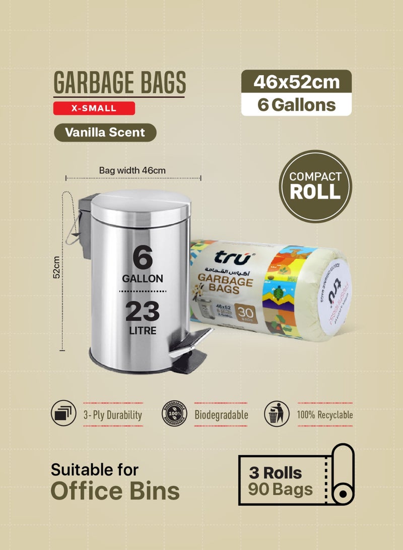 Tru Vanilla Scented Garbage Bags Compact Roll 46x52cm - Pack of 3 beige  - Image 4
