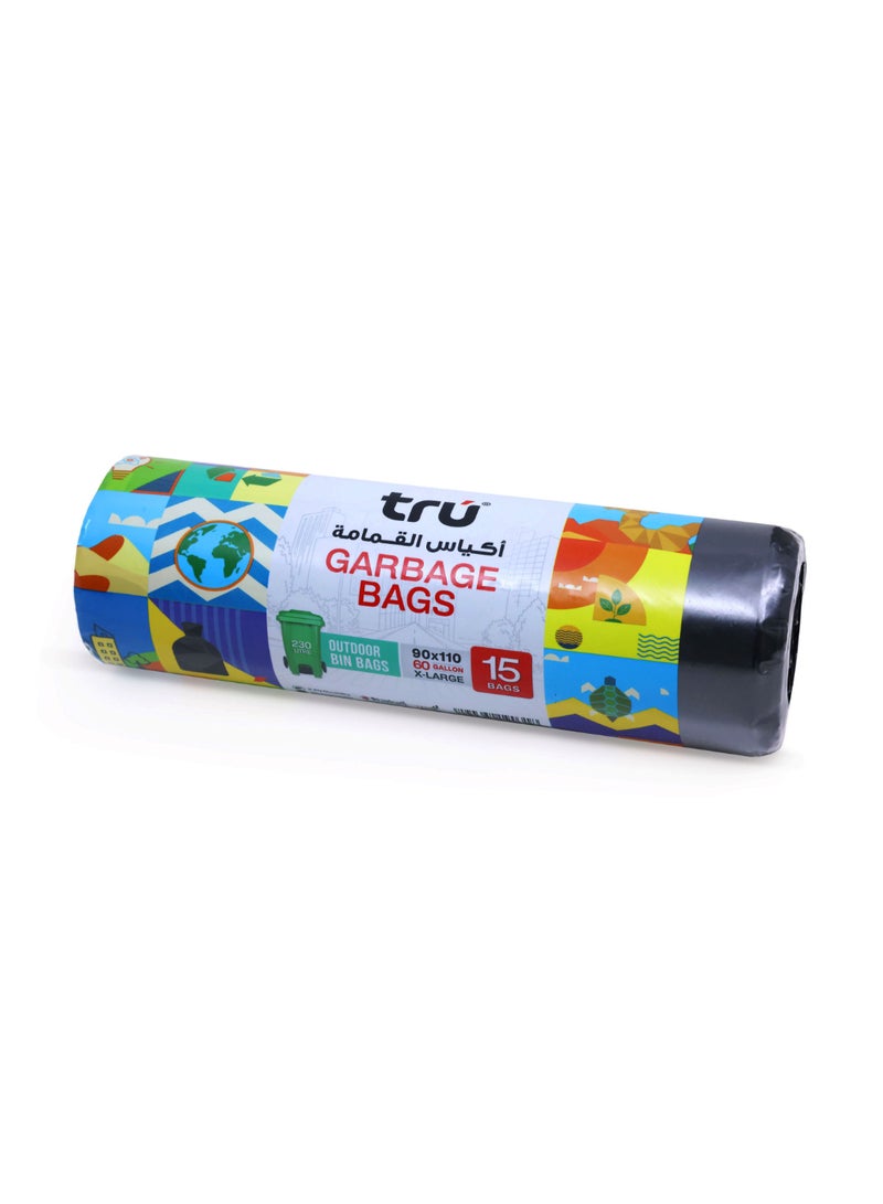 Tru Garbage Bags Compact Roll Black 90x110cm - Pack of 3 black  - Image 3