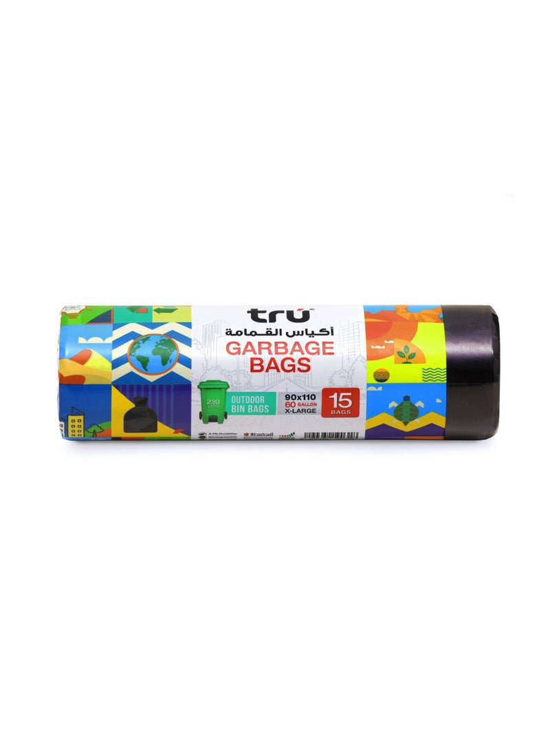 Tru Garbage Bags Compact Roll Black 90x110cm - Pack of 3 black  - Image 2