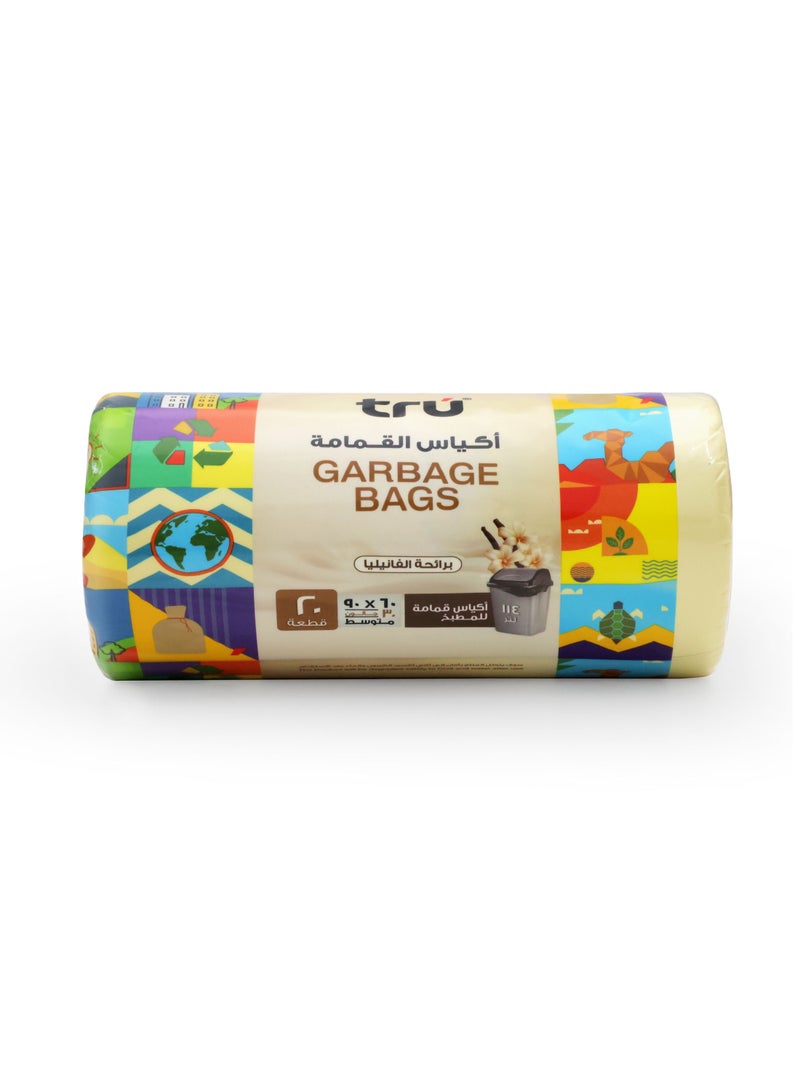 Tru Vanilla Scented Garbage Bags Roll 60x90cm 30Gallon 20pc beige  - Image 3