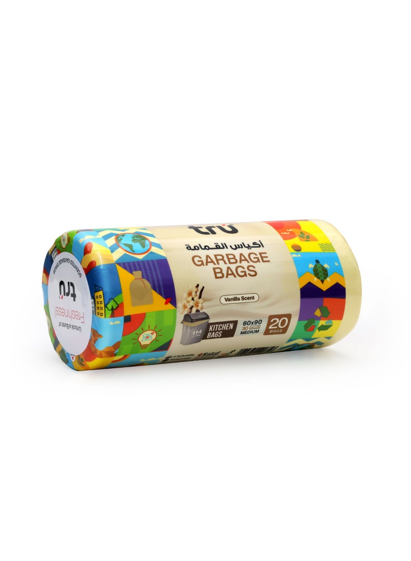 Tru Vanilla Scented Garbage Bags Roll 60x90cm 30Gallon 20pc beige  - Image 2
