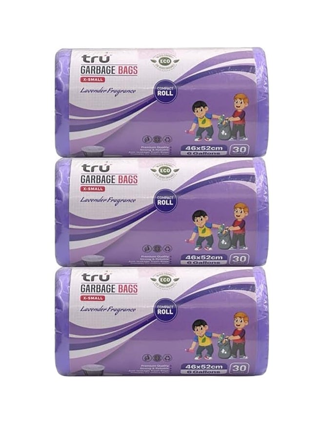 Tru Lavender Scented Garbage Bags Compact Roll 46x52cm - Pack of 3 purple  - Image 1