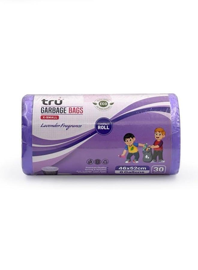 Tru Lavender Scented Garbage Bags Compact Roll 46x52cm - Pack of 3 purple  - Image 2